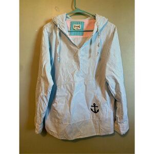 Royce Vtg 70s Womens Hooded Striped Kangaroo Pocket Tunic Beach Cover Up M